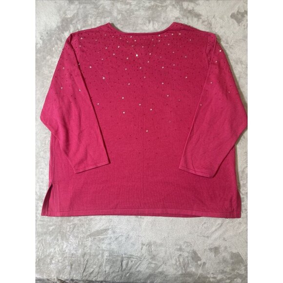 Women’s Quacker Factory Sweater Pink Beaded Plus 3X - Picture 13 of 14